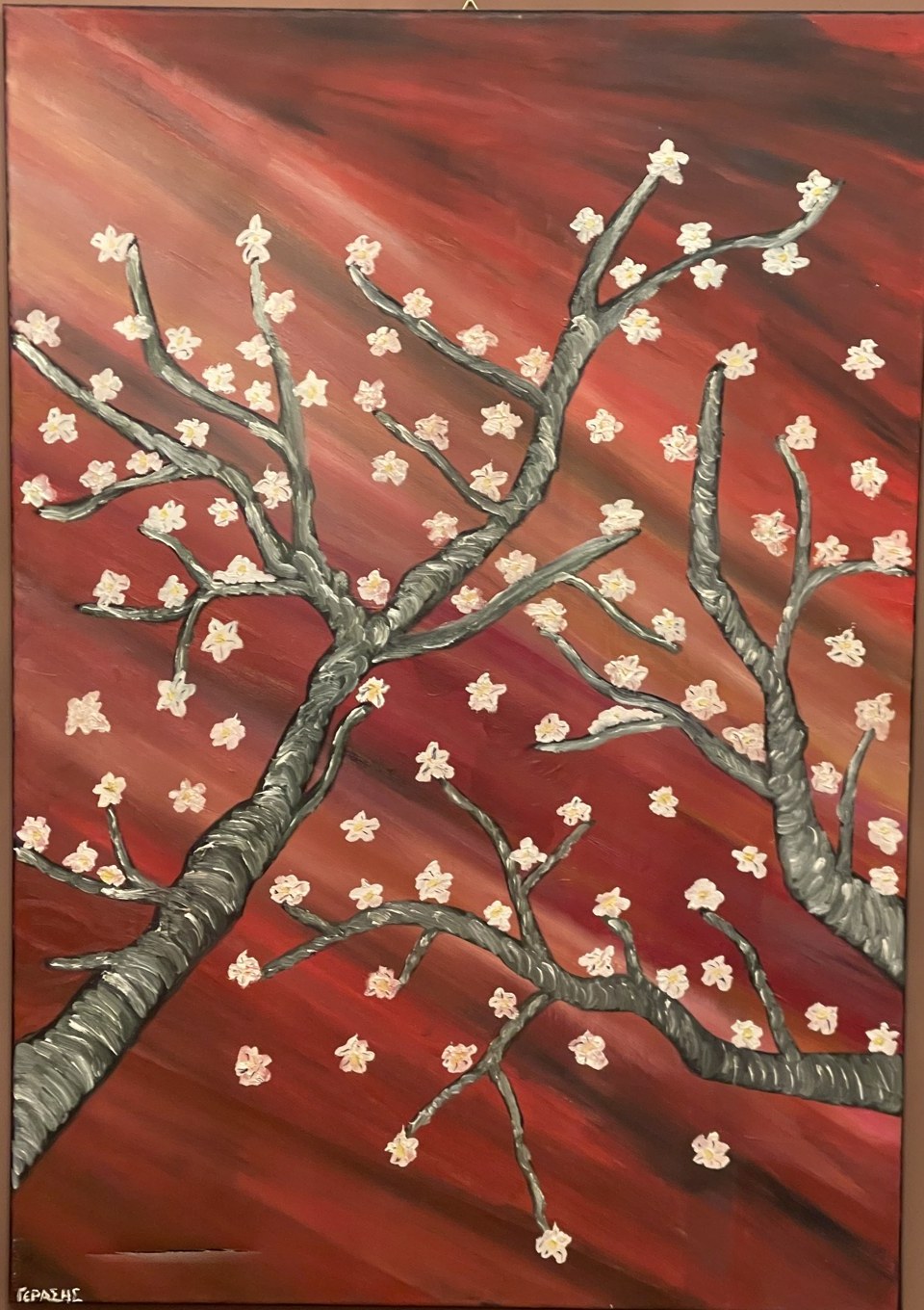Almond Blossom in Red